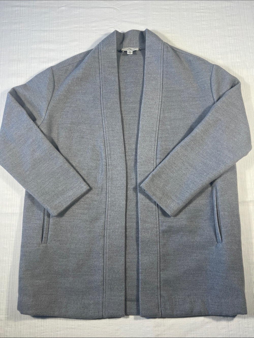 H by Halston Light Gray Open-Front Trench Coat